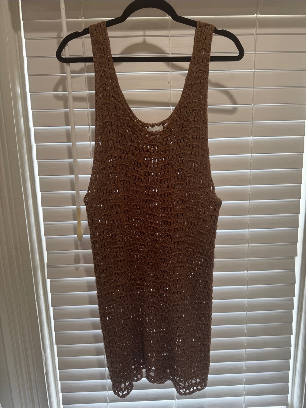 Rhythm Crochet Mini Tank Dress in Brown - Picture 1 of 4